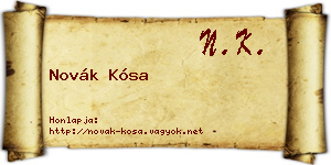 Novák Kósa névjegykártya
